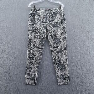 Krazy Larry Womens Classic Pull On Ankle Pants 2 Black Ivory Swirl NEW